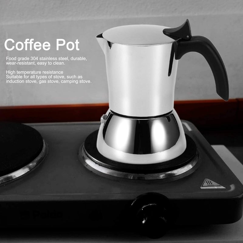 Stain resistant 4 Cup Moka Pot, Stainless Steel Percolator Coffee Pot Stovetop Espresso Italian Coffee Maker for Home Coffee Shop Camping Multi-goal comprehensive design Intra-city fast distribution Adjustable build Newly stocked local goods All condition fit Standard fit Remote area delivery Reliable durability Transparent body All user affordable trusted quality Easy clean surface Closed & open space compatible General purpose design All usage compatible Bulk order available stock Affordable purchase options Most item matching trendy design All storage type compatible Home & professional compatible Durability boost selected material Dense material Trendy versatile build Extra part combo compatible Fine polished finish - Image 2