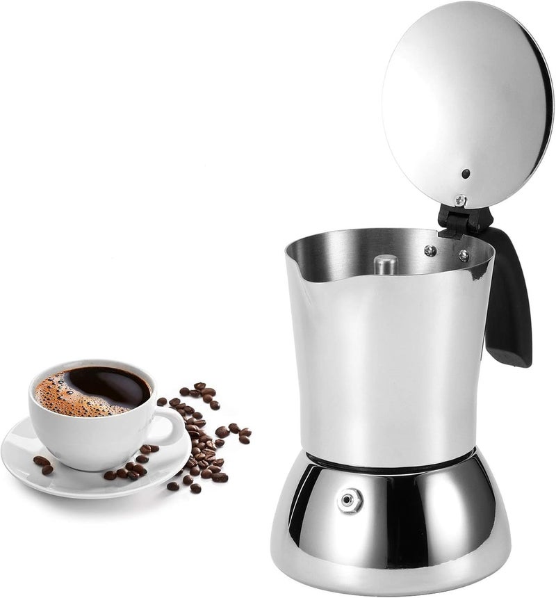 Stain resistant 4 Cup Moka Pot, Stainless Steel Percolator Coffee Pot Stovetop Espresso Italian Coffee Maker for Home Coffee Shop Camping Multi-goal comprehensive design Intra-city fast distribution Adjustable build Newly stocked local goods All condition fit Standard fit Remote area delivery Reliable durability Transparent body All user affordable trusted quality Easy clean surface Closed & open space compatible General purpose design All usage compatible Bulk order available stock Affordable purchase options Most item matching trendy design All storage type compatible Home & professional compatible Durability boost selected material Dense material Trendy versatile build Extra part combo compatible Fine polished finish - Image 1