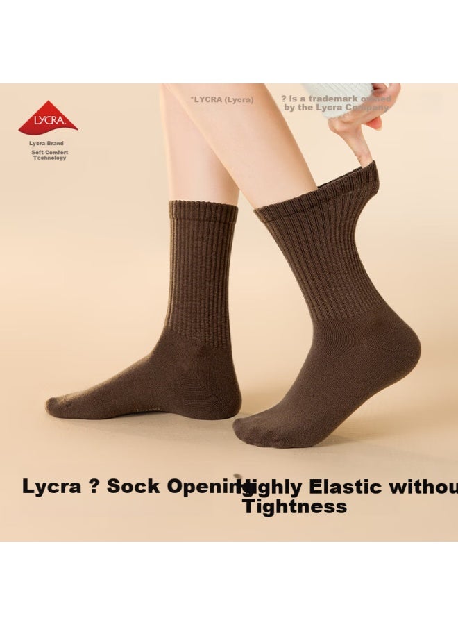 B&C.ROOM Mianzhu Wool Women's Fleece-lined Thickened Antibacterial Mid-calf Socks Autumn Winter Warm 25th Anniversary New Long Socks 5 Pairs - Image 4