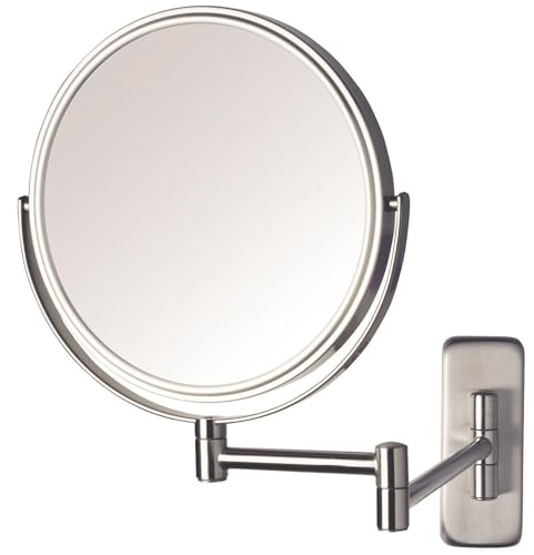 JERDON 8Inch TwoSided Swivel Wall Mount Mirror  Makeup Mirror with 8X Magnification  135 inch Wall Extension  Nickel Finish  Model JP7808N