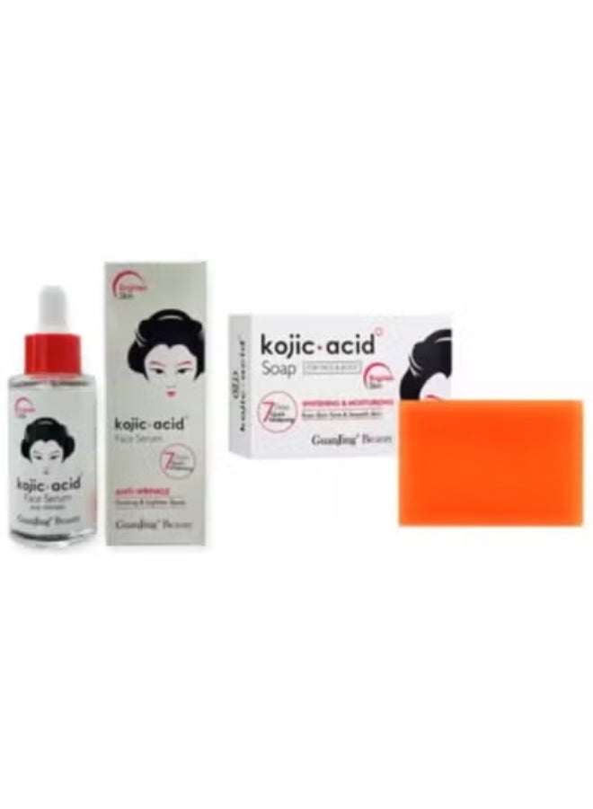 GuanJing Anti-Wrinkle Face Serum 40ml + GuanJing Kojic Acid Beauty Soap, 120g - Image 1
