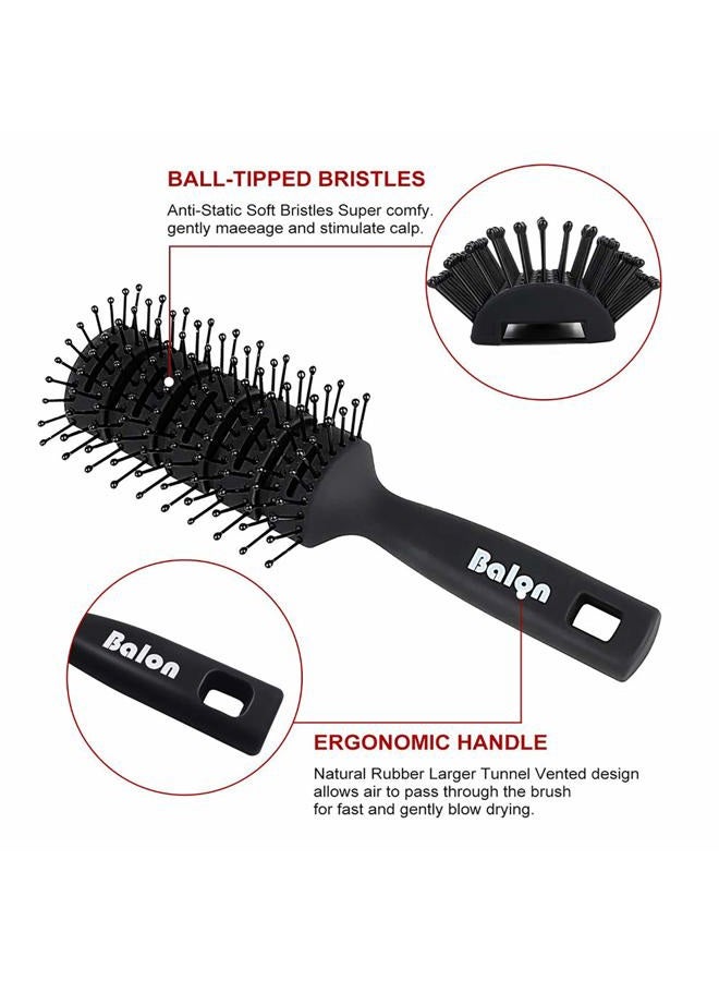 BALON Vent Hair Brush, 11 Row Vented Hairbrush for Men and Women, Vent Brushes With Ball Tipped Bristles for Wet Short Curly Straight Hair Blow Drying Quickly(Black) - Image 3