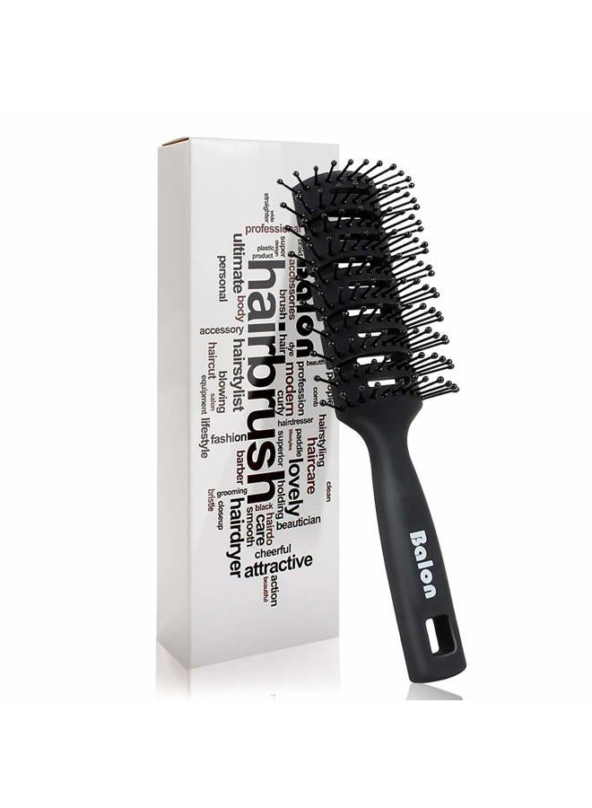 BALON Vent Hair Brush, 11 Row Vented Hairbrush for Men and Women, Vent Brushes With Ball Tipped Bristles for Wet Short Curly Straight Hair Blow Drying Quickly(Black) - Image 1