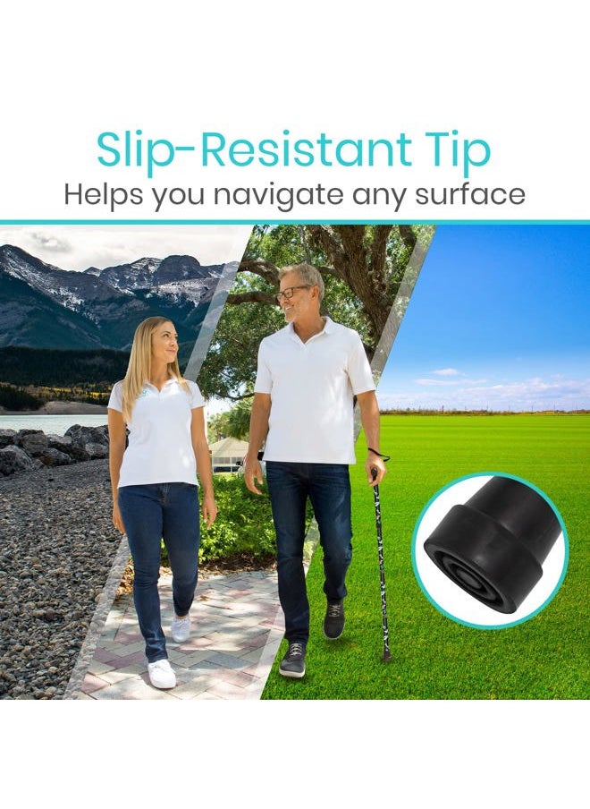 VIVE - Folding Cane - Foldable Walking for Men, Women Fold-up, Collapsible, Lightweight, Adjustable, Portable Hand Stick Balancing Mobility Aid Sleek, Comfortable (Black Butterfly) - Image 1