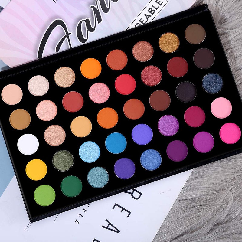 CHARMCODE 40 Colors High Pigmented Shimmer Matte Eyeshadow Makeup Palette Full Spectrum Artist Glitter Metallic Waterproof Creamy Blendable Eye Shadow Cosmetics (Color 1) - Image 5