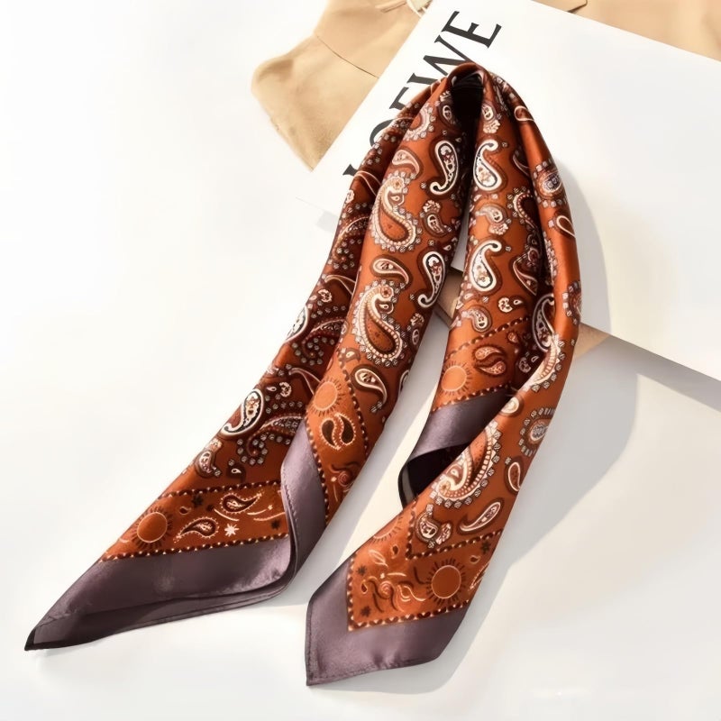LECHI Satin Head Scarf Silk Like Hair Scarf Stain Bandana For Women Hair Scarves Accessories Lightweight Fashion Wrap Neck Silk (Orange brown) - Image 5