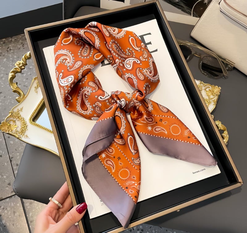 LECHI Satin Head Scarf Silk Like Hair Scarf Stain Bandana For Women Hair Scarves Accessories Lightweight Fashion Wrap Neck Silk (Orange brown) - Image 3