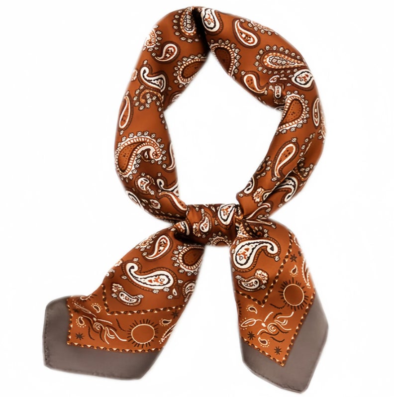 LECHI Satin Head Scarf Silk Like Hair Scarf Stain Bandana For Women Hair Scarves Accessories Lightweight Fashion Wrap Neck Silk (Orange brown) - Image 1