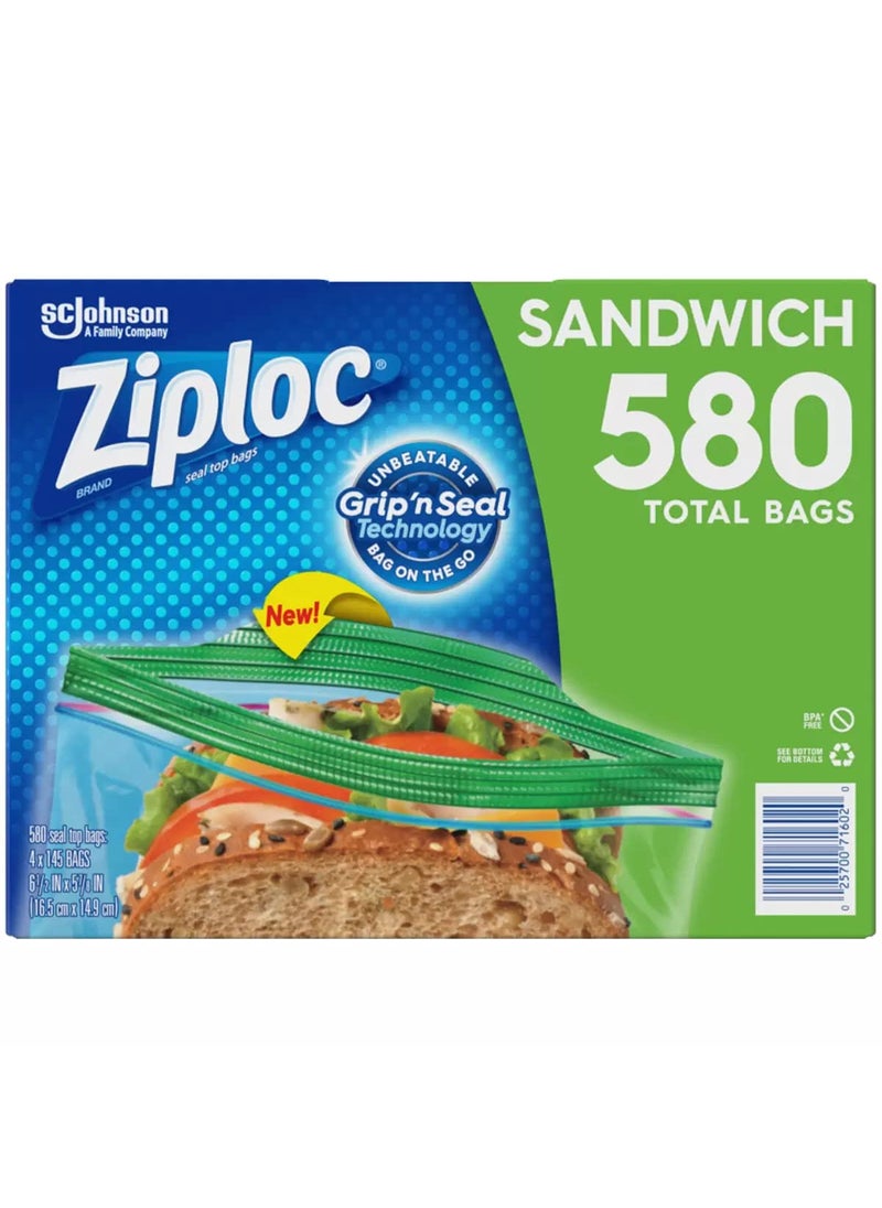 Ziploc Ziploc Easy Open Tabs Sandwich Bags 580 145 Count Pack of 4 