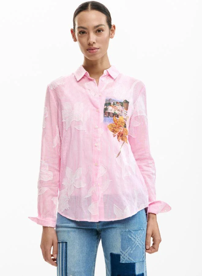Striped postcard shirt