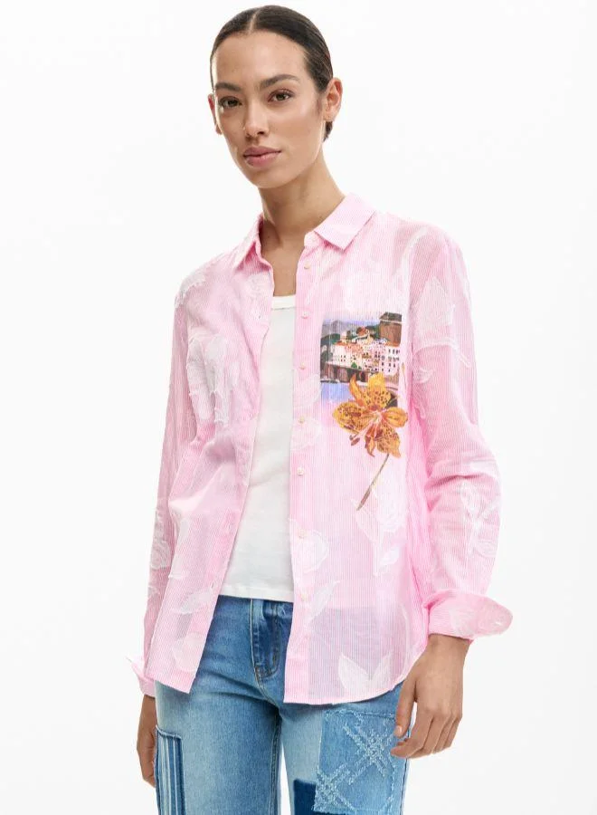 Desigual Pink Striped postcard shirt for Women | Best Price UAE