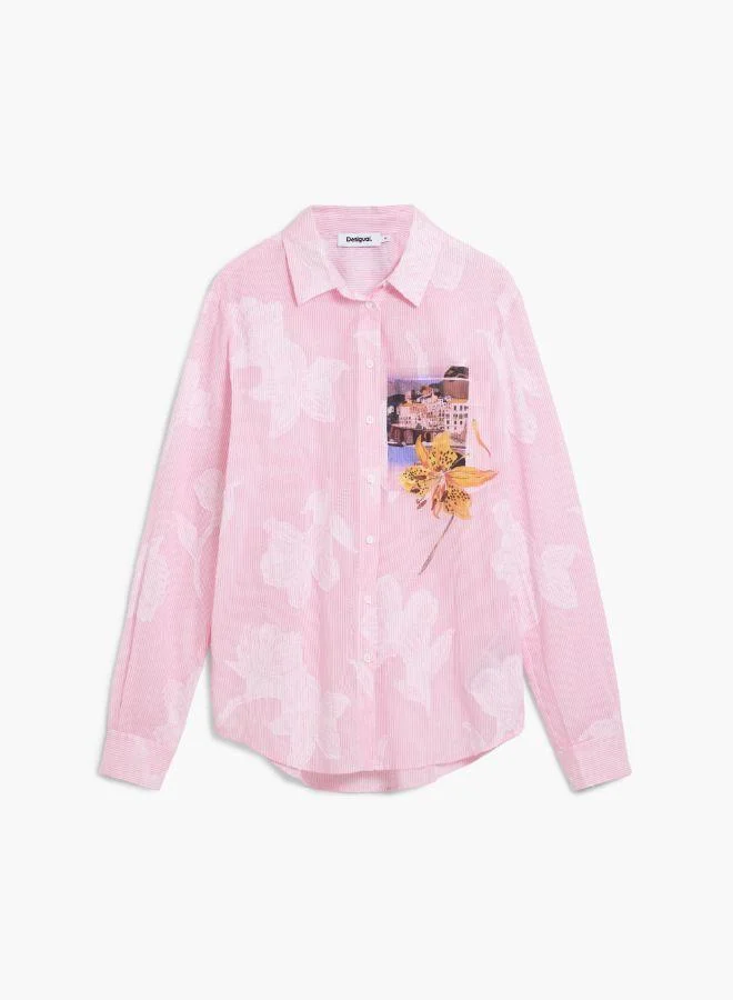 Desigual Pink Striped postcard shirt for Women | Best Price UAE