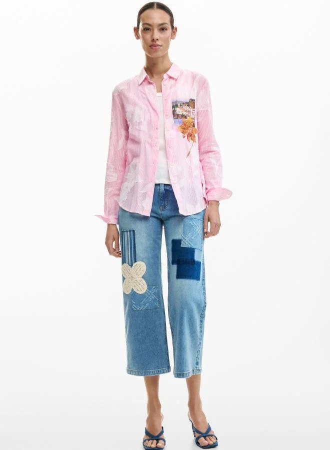 Desigual Pink Striped postcard shirt for Women | Best Price UAE