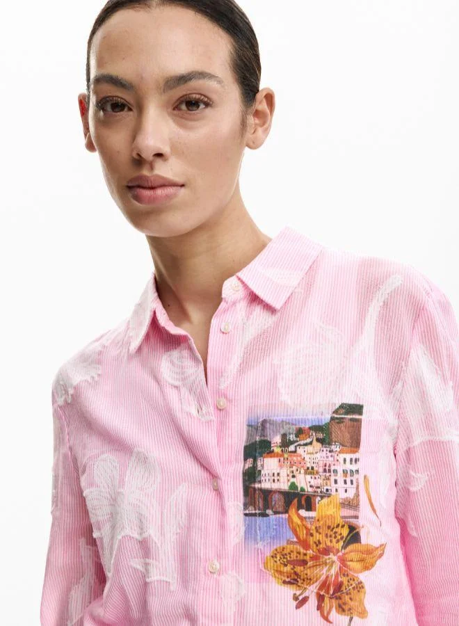 Desigual Pink Striped postcard shirt for Women | Best Price UAE