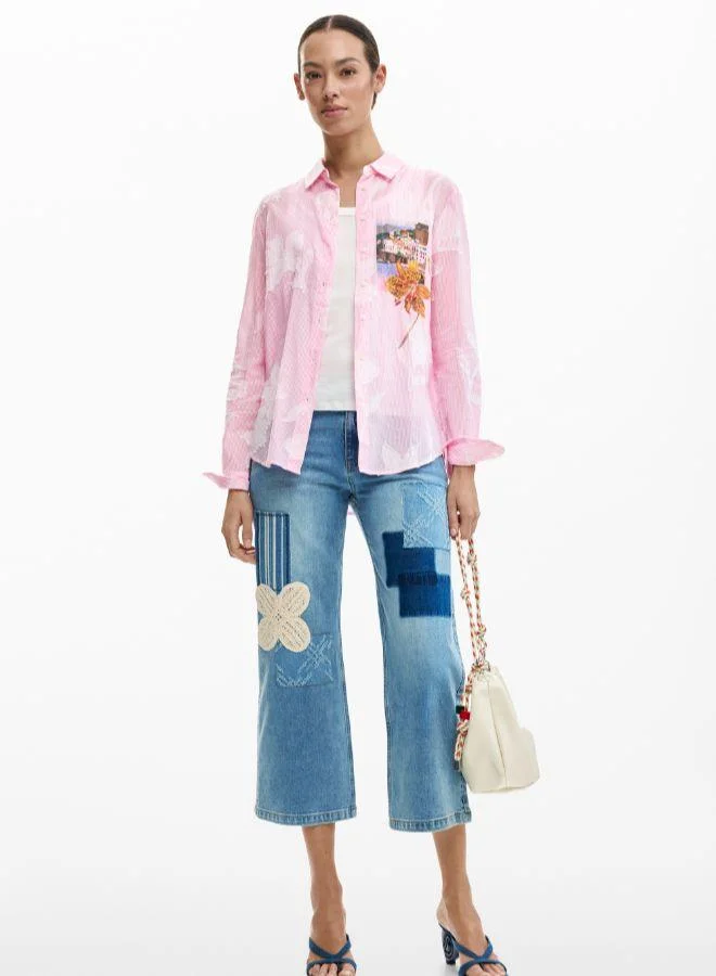 Desigual Pink Striped postcard shirt for Women | Best Price UAE