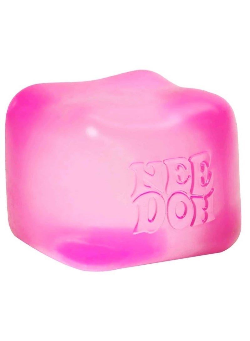 Schylling NeeDoh Nice Cube -Sensory Squeeze Toy with Super Solid Squish - 5.7cm Cube (Pink) - Image 1
