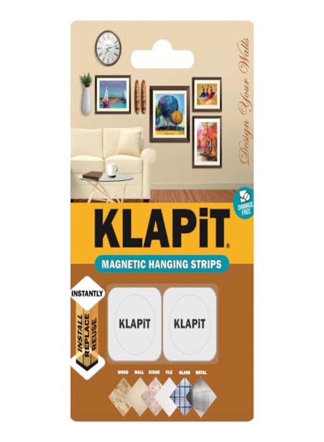 KLAPiT Magnetic Picture Hanging Strips with Nano Technology: Premium Alternative to Mounting Tapes & Double-Sided Tapes - Heavy Duty, Drill-Free & Damage-Free Hanging- White (2pc Pack) - Image 1