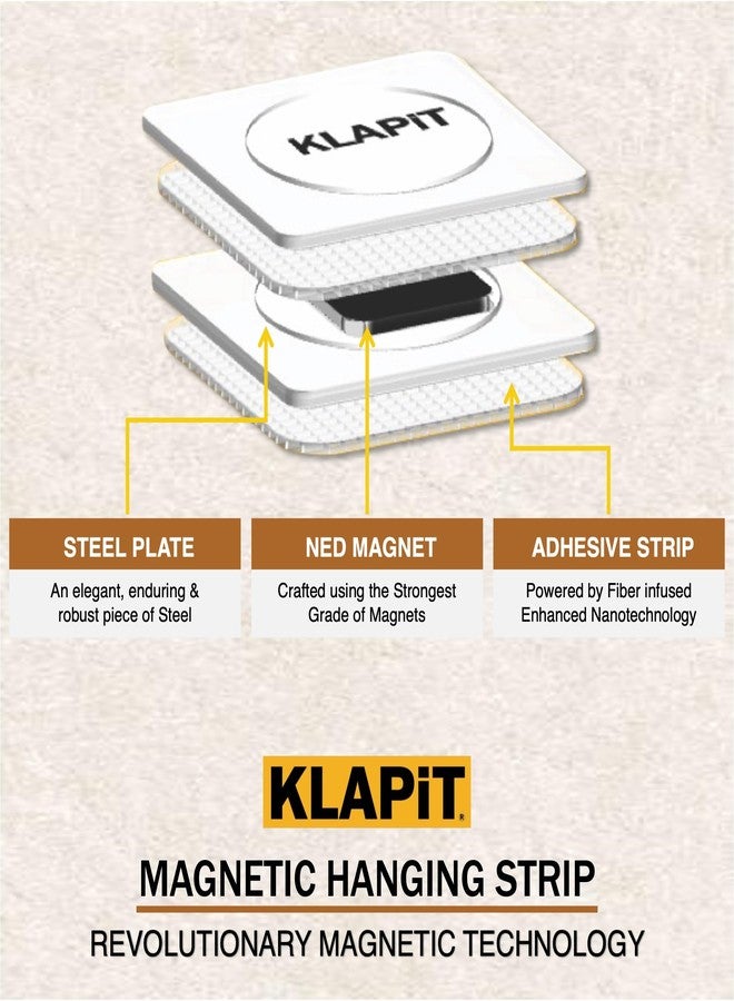 KLAPiT Magnetic Picture Hanging Strips with Nano Technology: Premium Alternative to Mounting Tapes & Double-Sided Tapes - Heavy Duty, Drill-Free & Damage-Free Hanging- White (2pc Pack) - Image 3