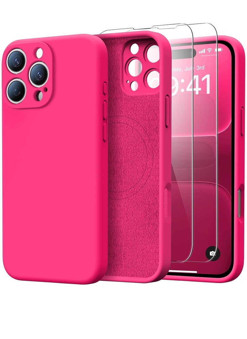 Raxoom iPhone 16 Pro Max Case with 2 Screen Protectors – Liquid Silicone Protective Phone Case (6.9") – Compatible with MagSafe – Upgraded Camera Protection – Hot Pink - Image 1