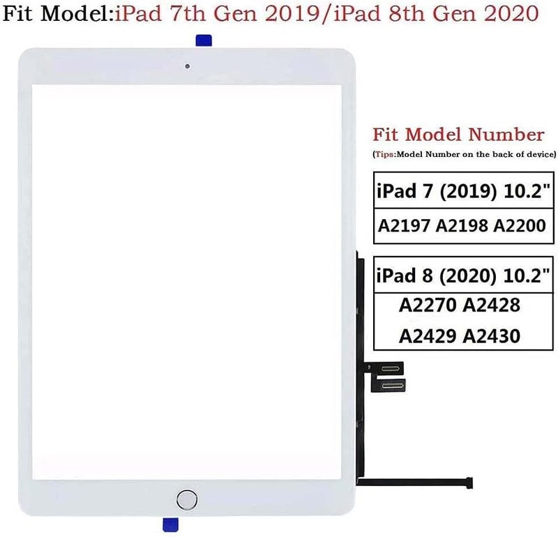 Zentop for iPad 7 7th Generation/8 8th Generation Screen Replacement Touch Digitizer Glass 10.2" 2019/2020,for 7th 8th Gen A2197 A2198 A2200 A2270 A2428 A2429 A2430 Repair Kit + Home Button + Tools - Image 2