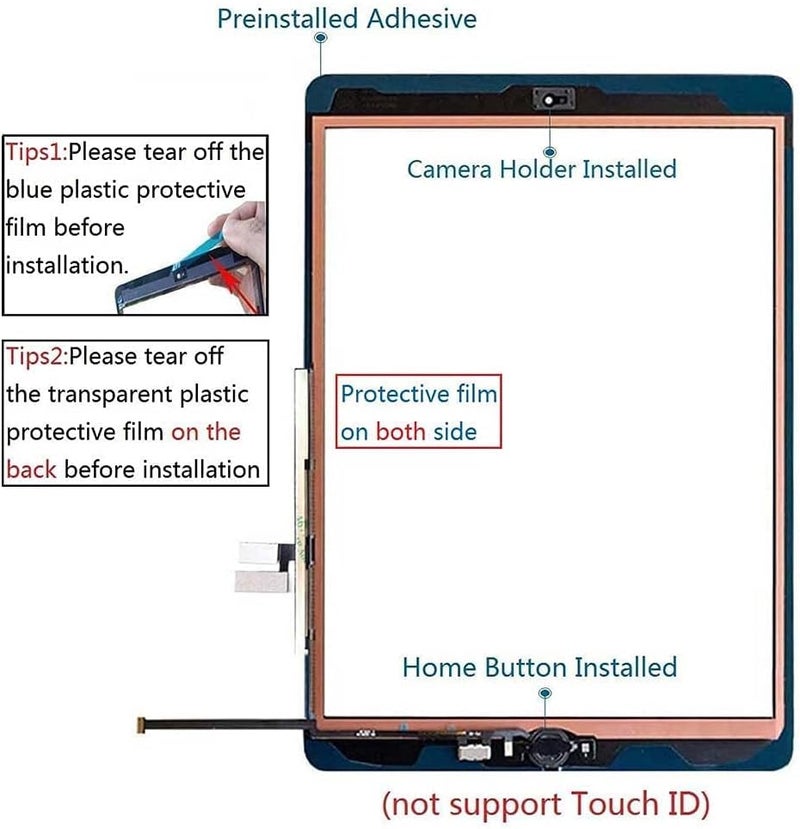 Zentop for iPad 7 7th Generation/8 8th Generation Screen Replacement Touch Digitizer Glass 10.2" 2019/2020,for 7th 8th Gen A2197 A2198 A2200 A2270 A2428 A2429 A2430 Repair Kit + Home Button + Tools - Image 3