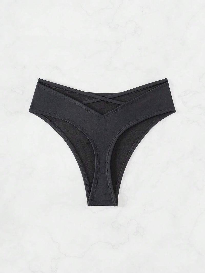 Swim SXY Solid Color Hollow Out Bikini Bottom, Beach Bathing Suit Summer,Summer Beach - - Image 3
