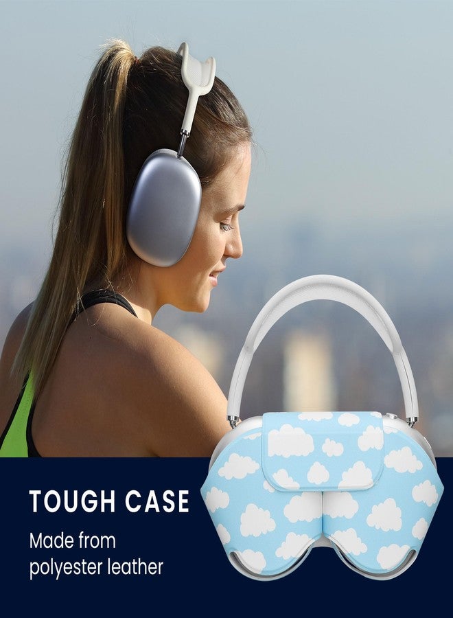 kwmobile Headphone Storage Case Compatible with Apple AirPods Max Case - PU Cover for Headphones - Clouds in The Sky - Image 5