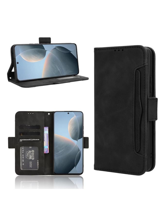 Green Tiger For Xiaomi Redmi K70E 5G / Poco X6 Pro Skin Feel Calf Texture Card Slots Leather Phone Case(Black)