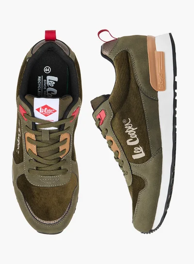 Lee Cooper Men's Panelled Lace-Up Sneakers with Pull Tabs