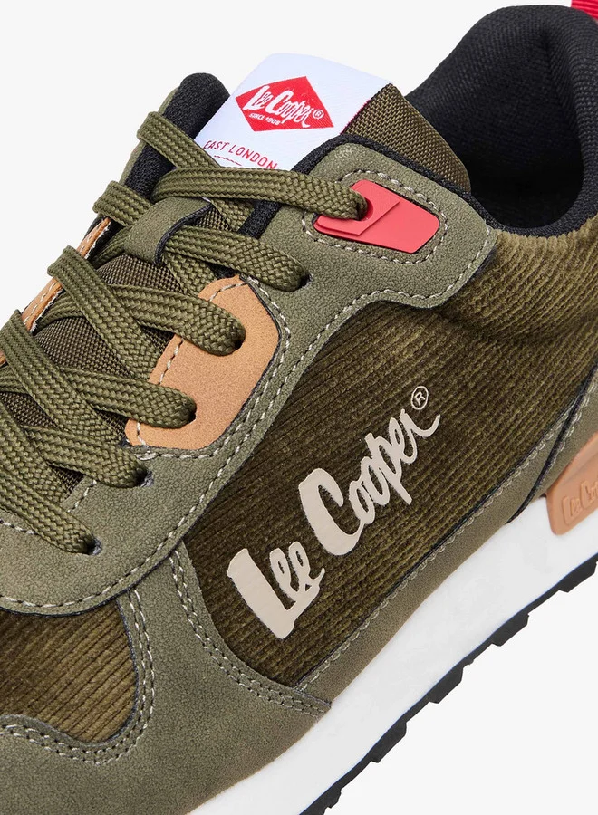 Lee Cooper Men's Panelled Lace-Up Sneakers with Pull Tabs