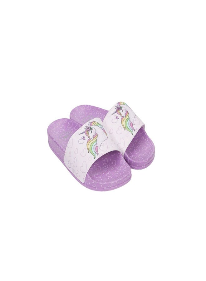 CUBS Unicorn Print Everyday Wear eco-friendly PVC Slides for Girls, Lightweight, Easy to Wash and Anti-Slip Soles - Image 1