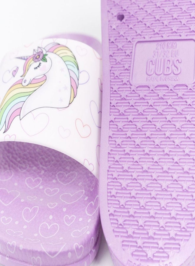 CUBS Unicorn Print Everyday Wear eco-friendly PVC Slides for Girls, Lightweight, Easy to Wash and Anti-Slip Soles - Image 4