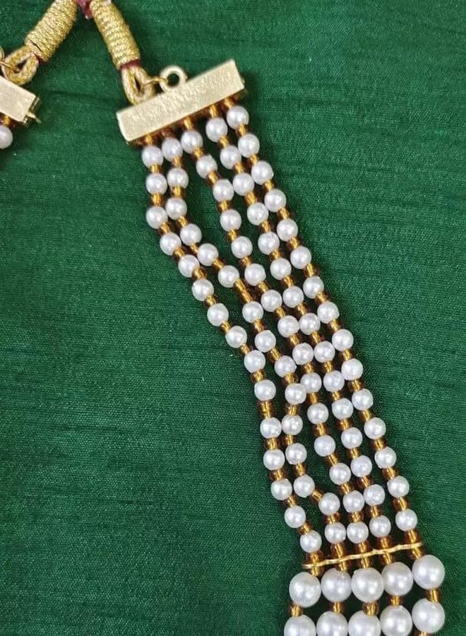 COLLEN ARRAY Pearl Necklace Jewellery for Groom Moti Mala Haar for Men(5 Layer)-20 - Image 4