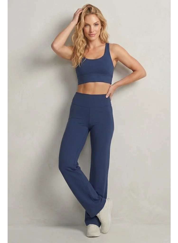 CORRE Active Wear  Alma Flared Leggings - Navy for Women | Best Price UAE