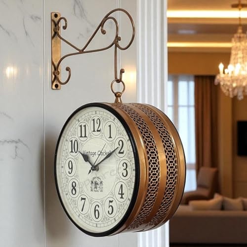 Vintage Clock Handcrafted Double Side Rose Gold Wall Clock 1 Year Warranty / 6601-10-HH - Image 5