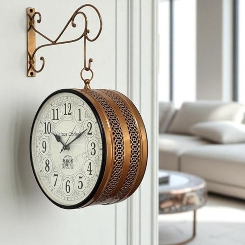 Vintage Clock Handcrafted Double Side Rose Gold Wall Clock 1 Year Warranty / 6601-10-HH - Image 2