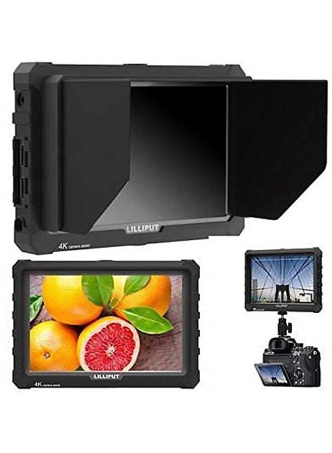 Lilliput A7S شاشة 7" 1920x1200 IPS كاميرا ميدانية مونيتور 4K HDMI إدخال وإخراج فيديو لكاميرا DSLR وكاميرا مرآة سوني A7S II A6500 باناسونيك GH5 كانون 5D مارك IV DJI رونين M أسود VIVITEQ حصرياً - Image 1
