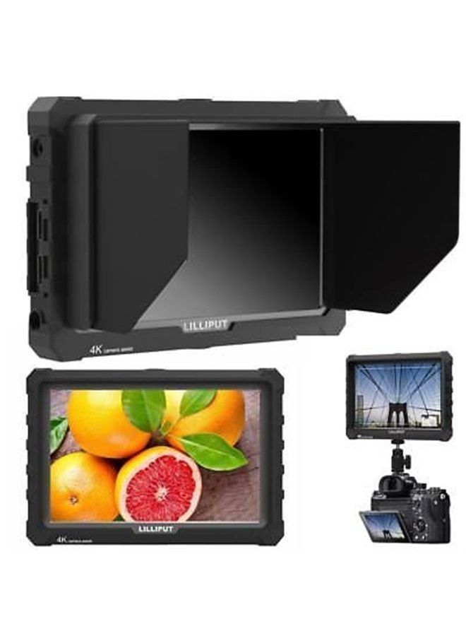 Lilliput A7S شاشة 7" 1920x1200 IPS كاميرا ميدانية مونيتور 4K HDMI إدخال وإخراج فيديو لكاميرا DSLR وكاميرا مرآة سوني A7S II A6500 باناسونيك GH5 كانون 5D مارك IV DJI رونين M أسود VIVITEQ حصرياً - Image 2