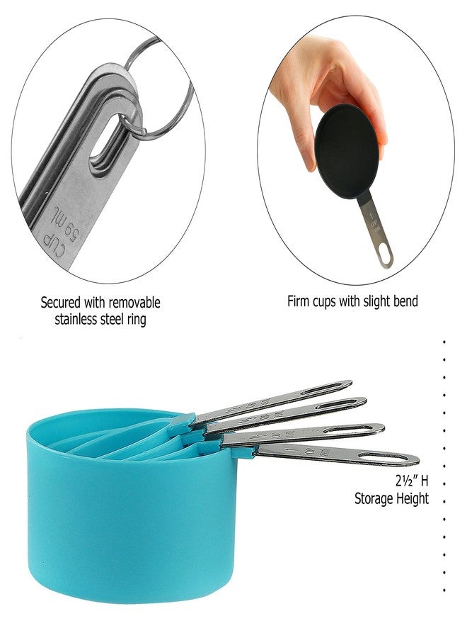 ريستون لويد مجموعة أكواب قياس ريستون لويد، 4 قطع، للمكونات الجافة والسائلة، مصنوعة من بلاستيك آمن غذائياً بمقابض من الفولاذ المقاوم للصدأ، لون فيروزي - Image 5