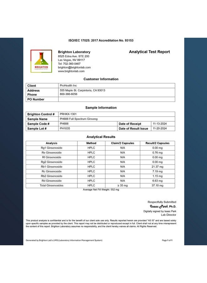 ProHealth Full Spectrum Ginseng | Triple Lab Tested | 1000 mg, 60 Capsules - Image 3