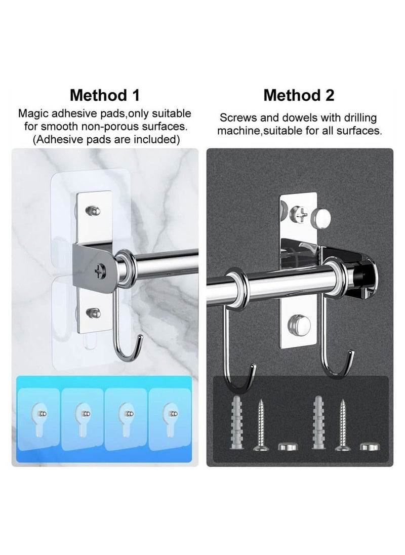 DMG TECH - Kitchen Utensil Rack Wall Mounted, Stainless Steel Hanging Rack Rail Organize Kitchen Tools with 8 Removable Sliding Hooks for Pot Lid Pan Spoon BBQ Tools, Cookware Hanger Bar - Image 1