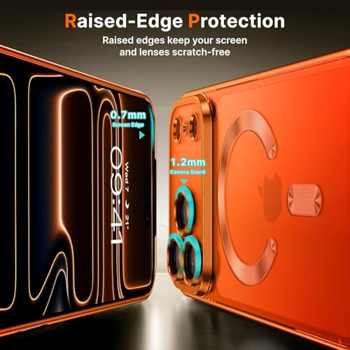 VONZEE Electroplating Transparent Logo Back Cover TPU Compatible with iPhone 17 Pro Max Case, Compatible with Magsafe, Individual Camera Protection for Each Lens for Men & Women (Cosmic Orange) - Image 4