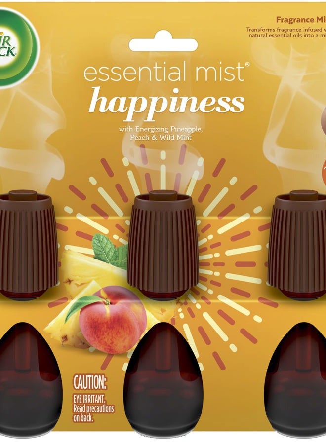 Air Wick عبوة إعادة تعبئة رذاذ أساسي، 3 قطع، سعادة، معطر هواء، زيوت أساسية - Image 1