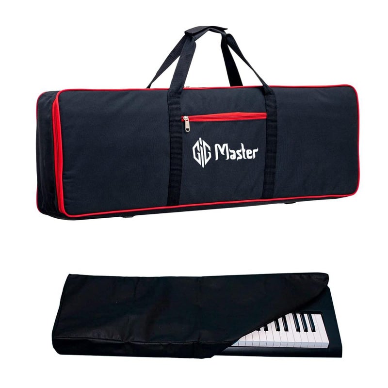 GIG Master حقيبة/غطاء/ظهرية للبيانو ولوحة المفاتيح لنوفايشن لانشكي 49 MK 2 مع 49 مفتاح خفيف الوزن مع جيب أمامي، لون أسود وأحمر - Image 1
