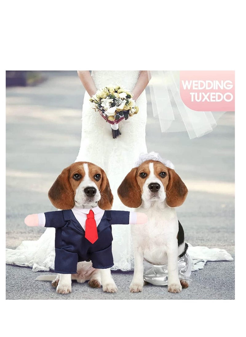Dog Tuxedo Pet Clothes Puppy Shirt with Red Necktie Dog Formal Suit Party Costume Prince Wedding Attire  Dog Birthday  Costumes  Dog Outfit for Small Medium Dogs Cats - Image 3