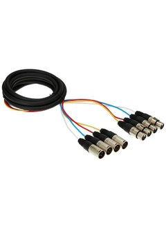 Monoprice XLR Male to XLR Female Snake Cable - 10 Feet- Black/Silver, 4-Channel, Metal Connector Housings Plastic and Rubber Cable Boots  - Image 1