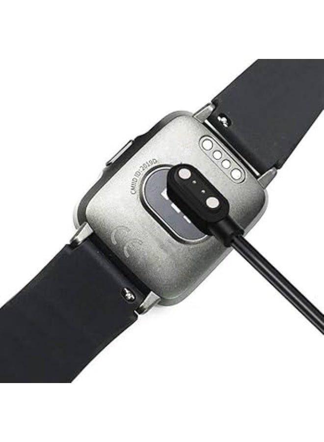 كابل شحن مغناطيسي للساعات الذكية، سلك شحن USB سريع، تصميم خفيف الوزن وسهل الحمل، سلك متين من مادة ABS و PVC، تيار ثابت وحماية من الحمل الزائد - أسود - Image 2