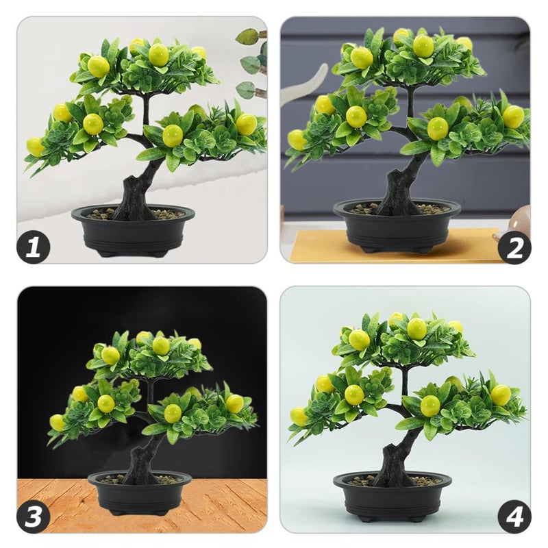 Unomor 2pcs Realistic Artificial Fruit Tree Bonsai Lifelike Potted Lemon Decor Light Green for Home Office Table Centerpiece Stress Relieving Low Maintenance Faux Plant - Image 5