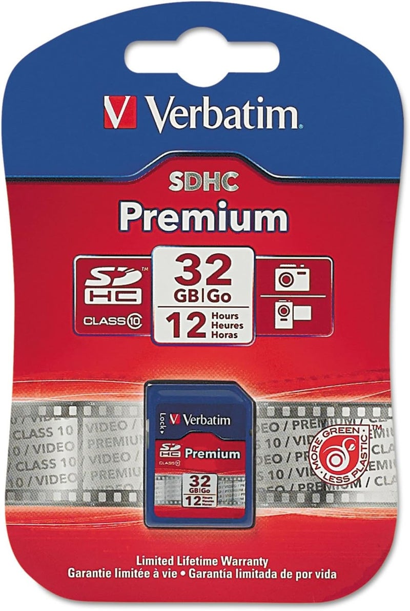 VERBATIM 32GB Premium SDHC Memory Card, UHS-I Class 10, Blue - Image 2