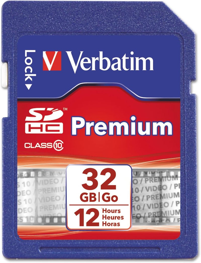 VERBATIM 32GB Premium SDHC Memory Card, UHS-I Class 10, Blue - Image 1